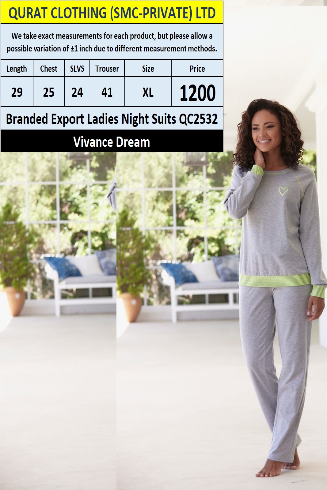 Vivance Dream Brand Ladies Night Suits QC2532 Export Product