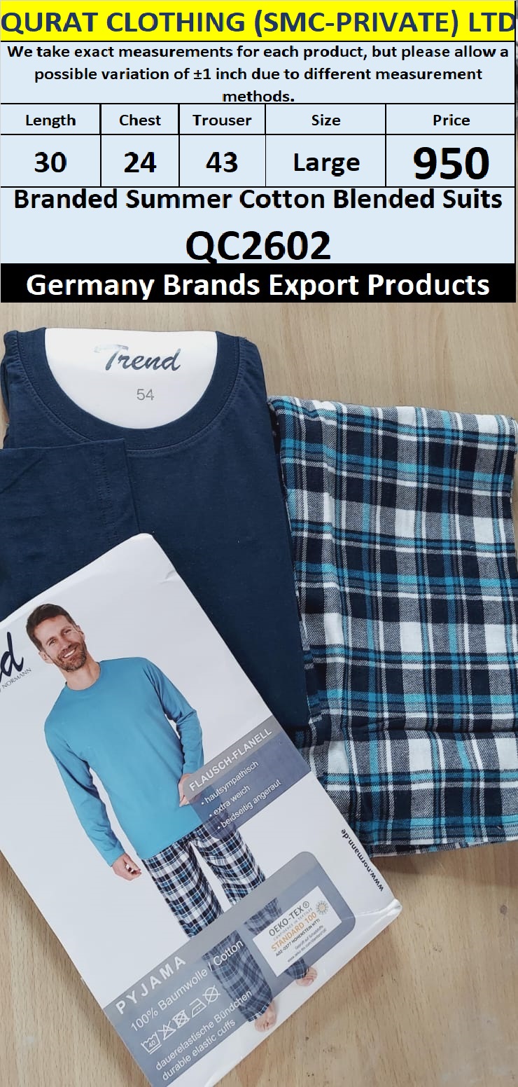 International Brands Summer Cotton Blended Suits Export Germany QC2602
