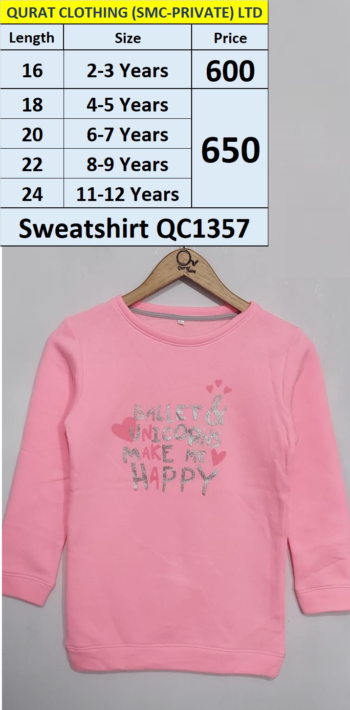 Pink Ballet & Unicorns Make Me Happy Print Sweatshirt QC1357