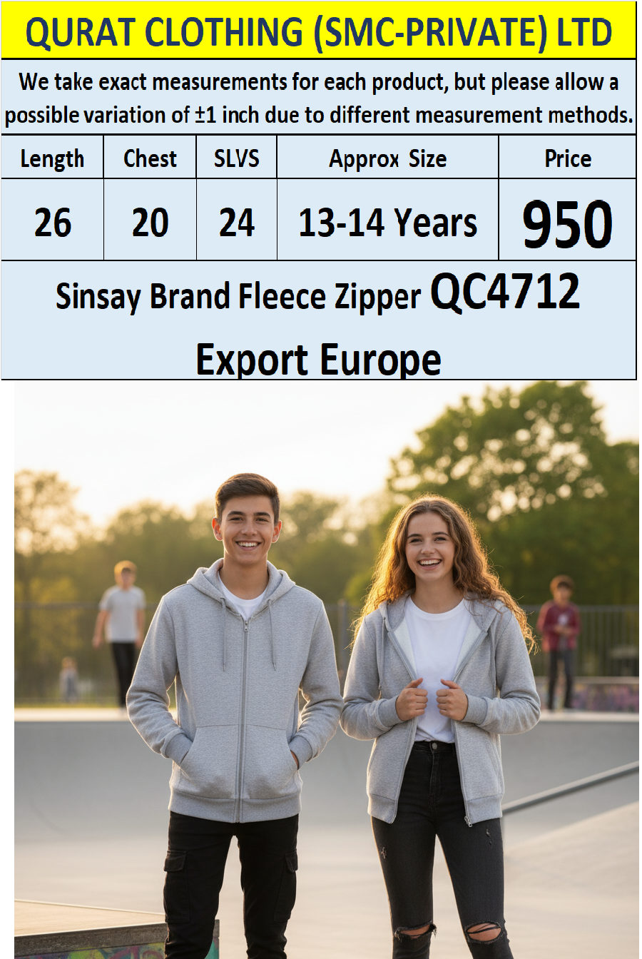 Sinsay Brand Fleece Zipper QC4712 Export Europe