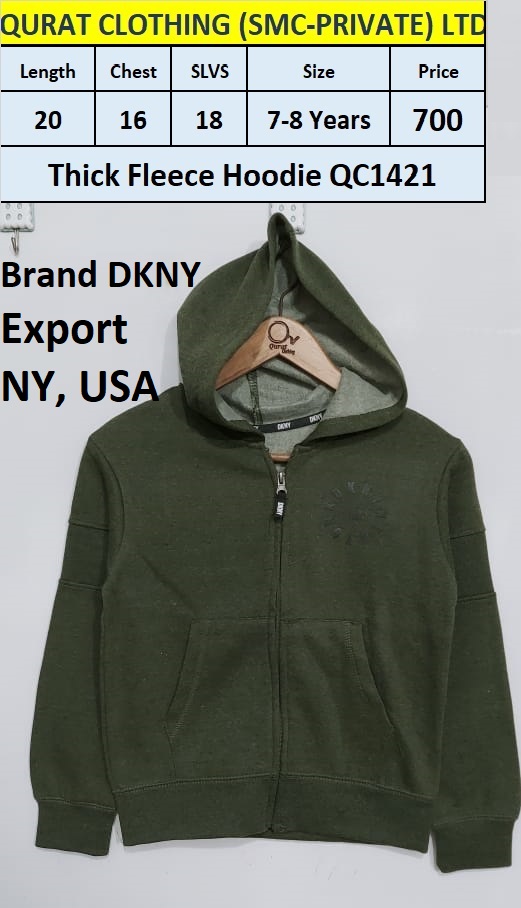 DKNY Brand Thick Fleece Hoodie QC1421 Export NY, USA