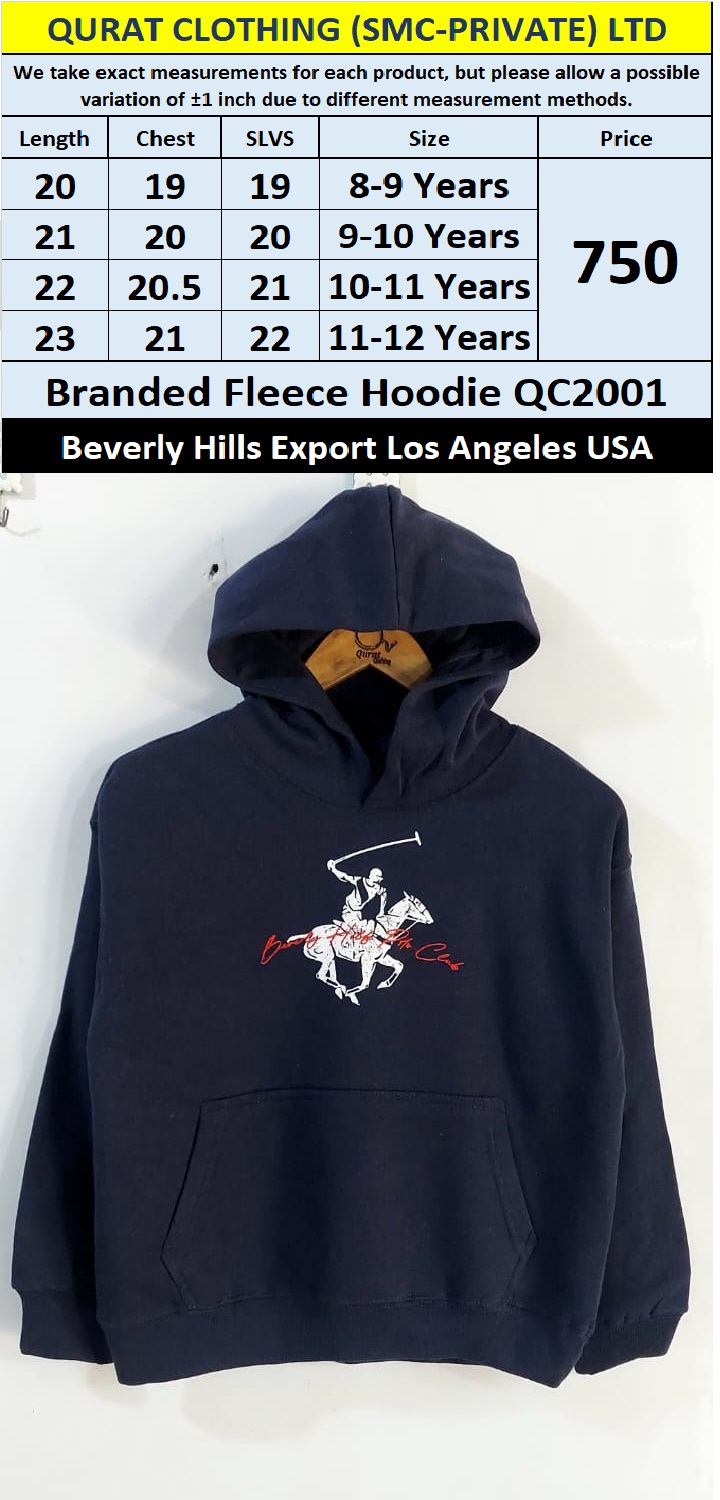 Beverly Hills Brand Fleece Hoodie QC2001 Export Los Angeles USA