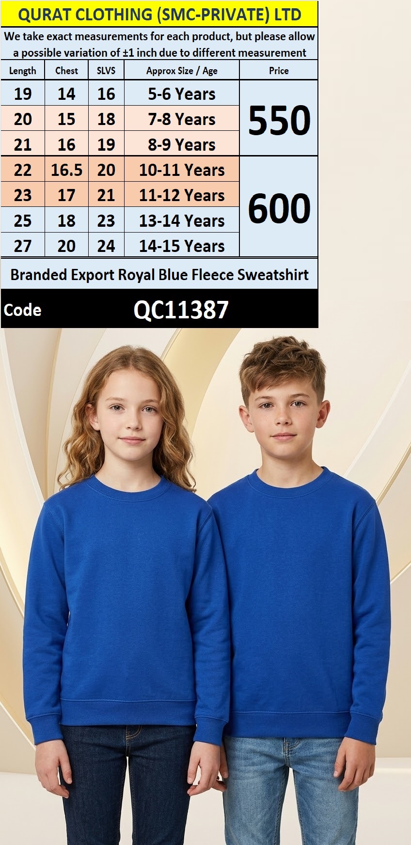 Branded Export Royal Blue Fleece Sweatshirt – QC11387