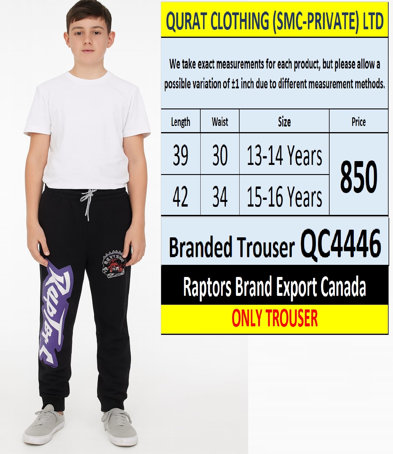 Raptors Brand Trouser Export Canada - QC4446