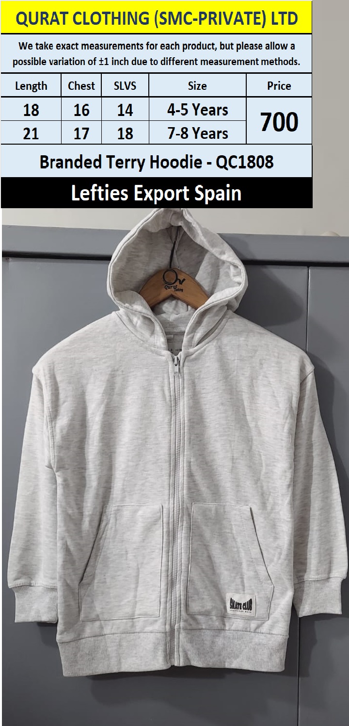 Lefties Brand Terry Hoodie QC1808 Export Spain 