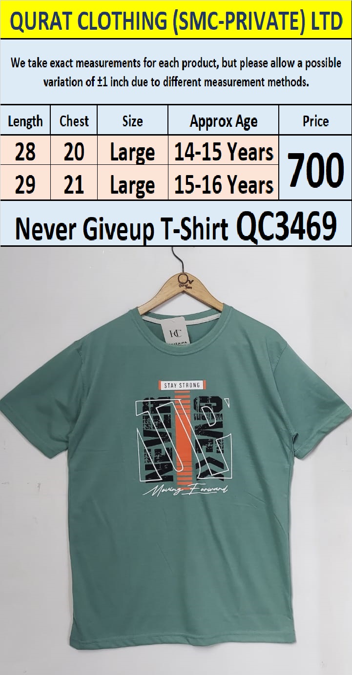Soft Cotton Blended Never Give-up T-Shirt QC3469