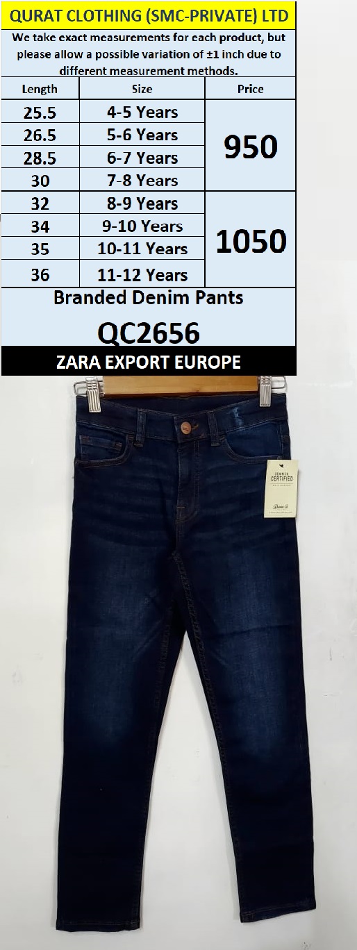 Zara Brand Denim Pant QC2656 Export Europe 