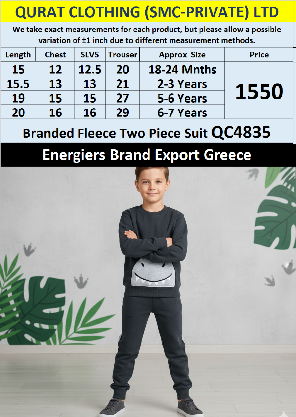 Energiers Brand Fleece Two Piece Suits QC4835 - Export Greece - QC4835