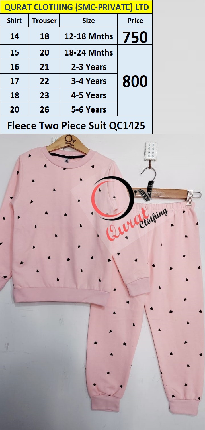 Dark Pink Fleece Heart Print Two Piece Suits QC1425