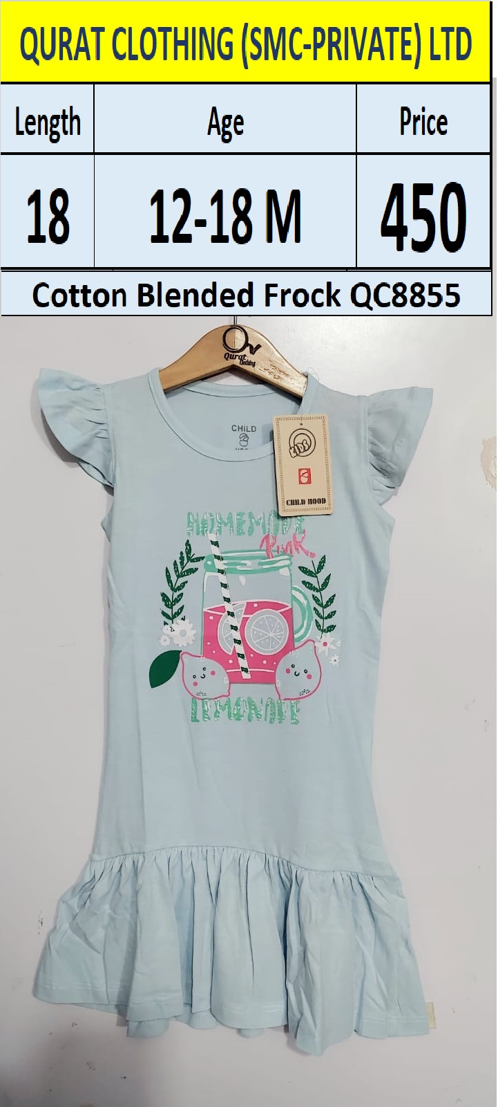 Cotton Blended Frock QC8855 Brand Child Hood