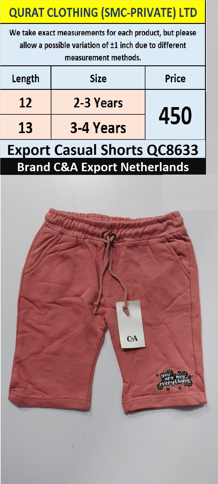 C&A Branded Shorts QC8633 Export Netherlands
