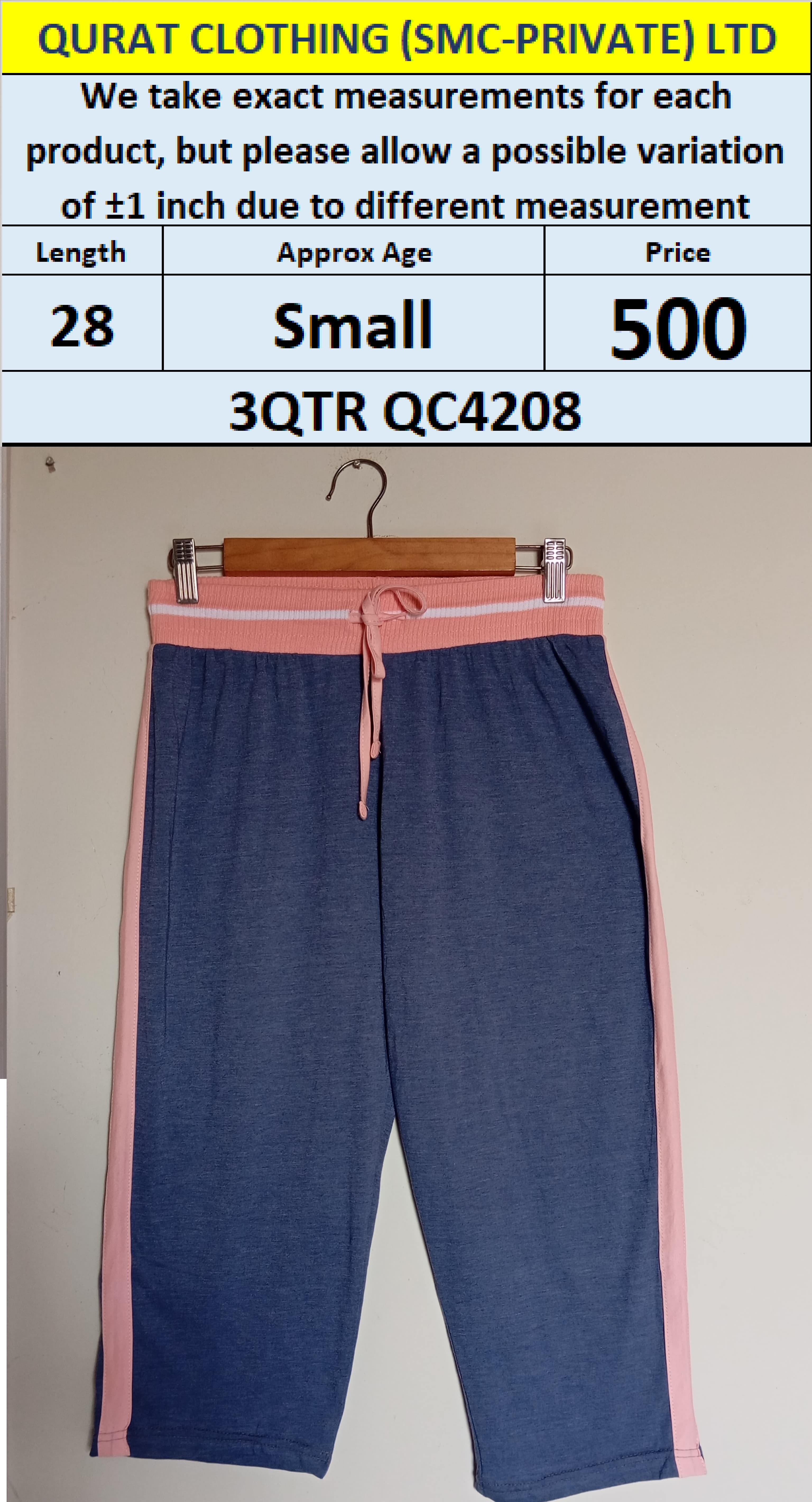 Branded 3 QTR Trouser QC4208