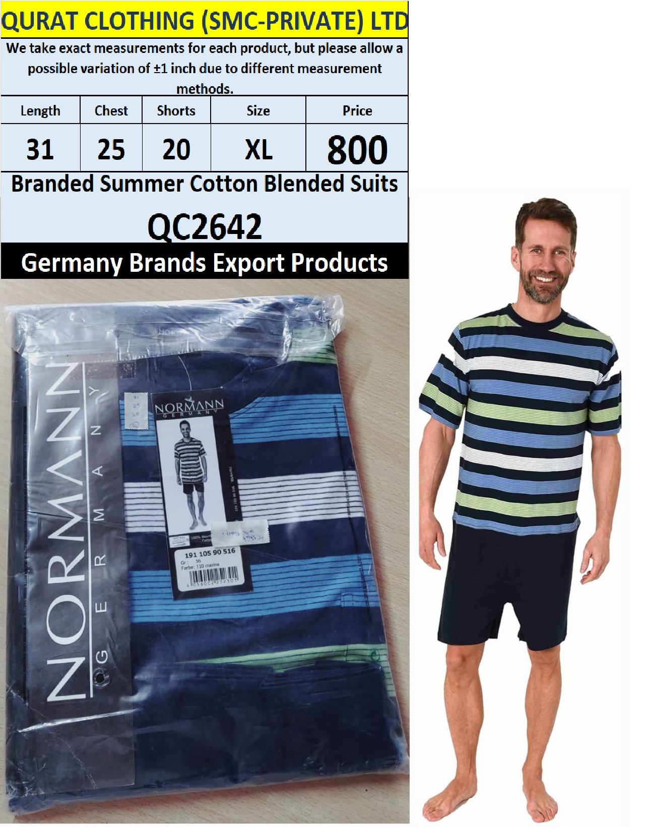 International Brands Cotton Blended Suits Export Germany QC2642