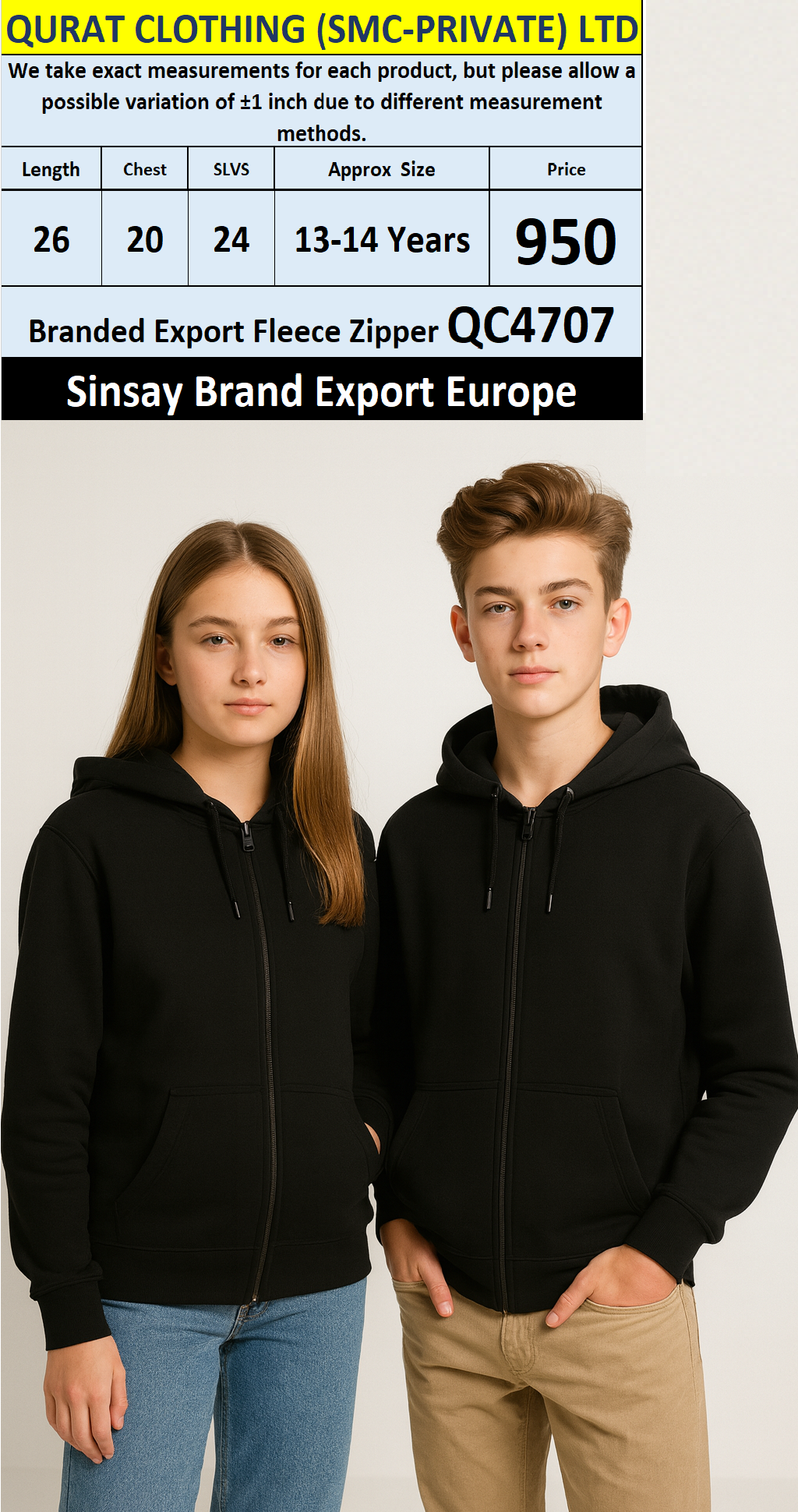 Sinsay Brand Fleece Zipper QC4707 Export Europe