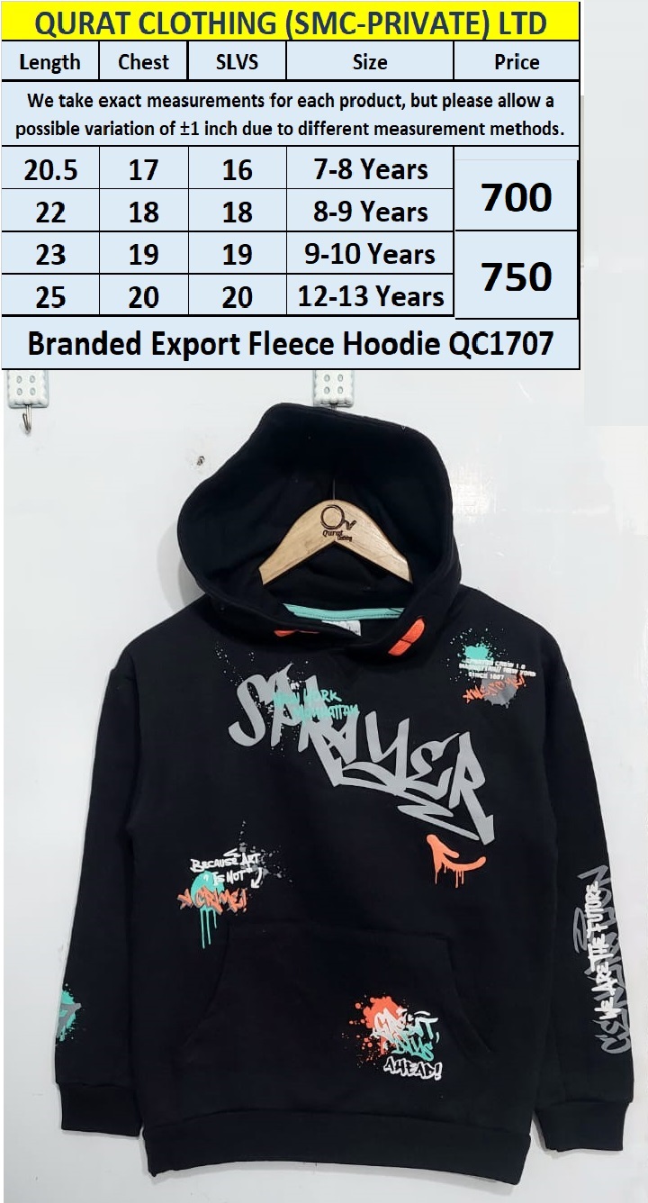 Branded Export Fleece Hoodie QC1707 | Export United Kingdom - Qurat Clothing