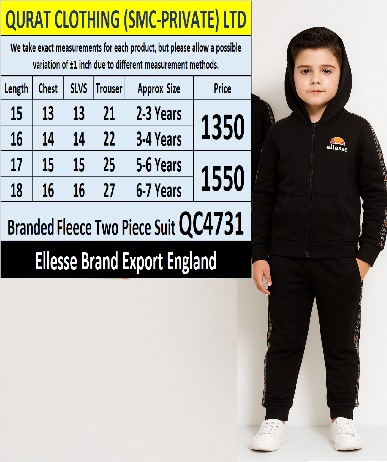 Ellesse Brand Fleece Two Piece Suit QC4731 Export England