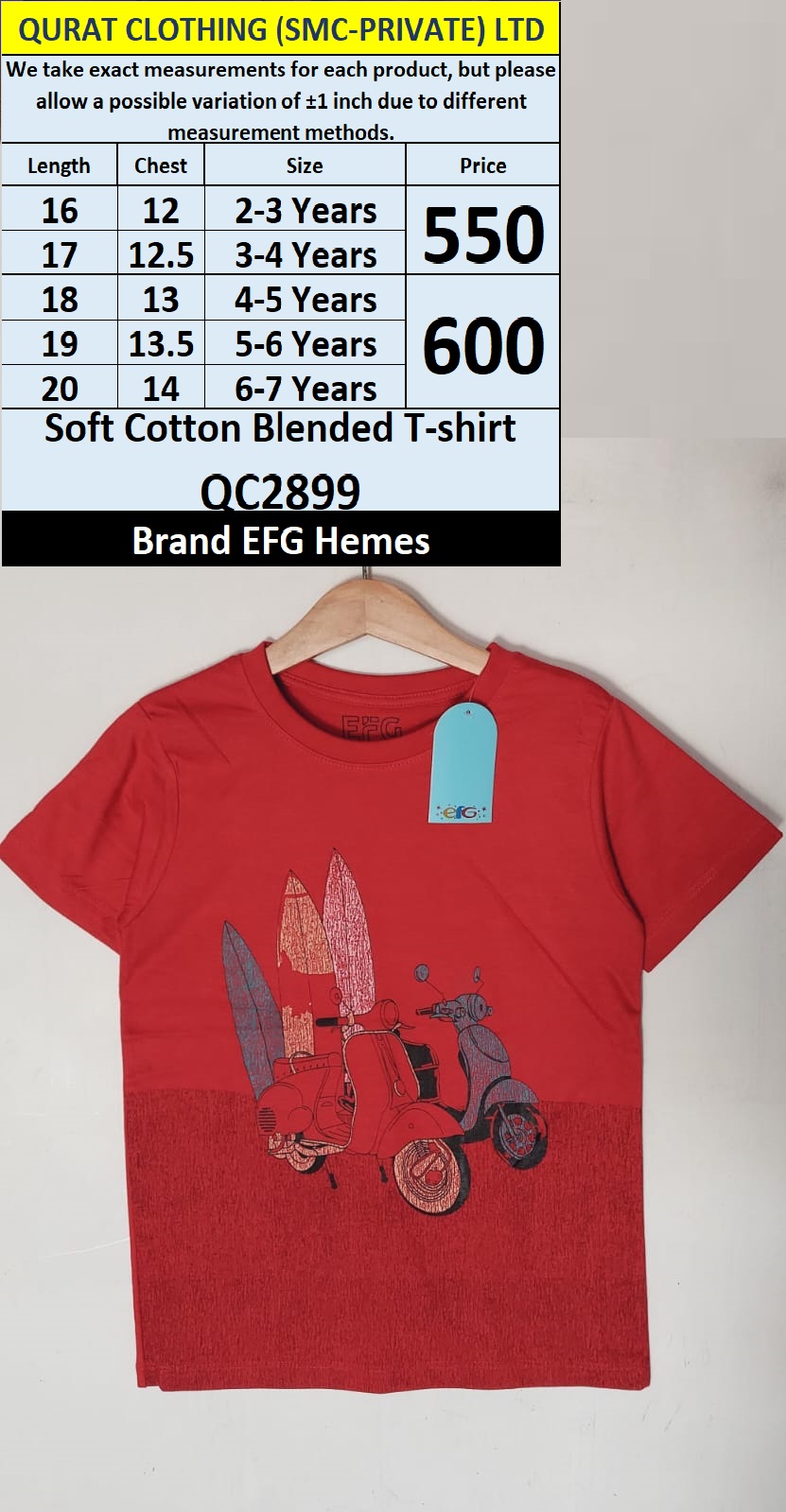 Soft Cotton Blended T-Shirt QC2899  Brand EFG Hemes