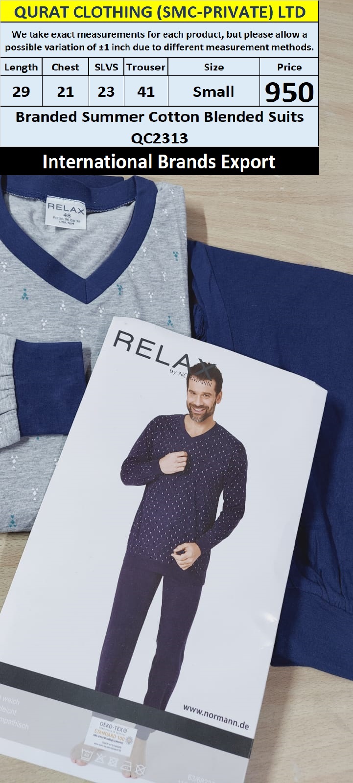 International Brands Summer Cotton Blended Suits Export Germany QC2313