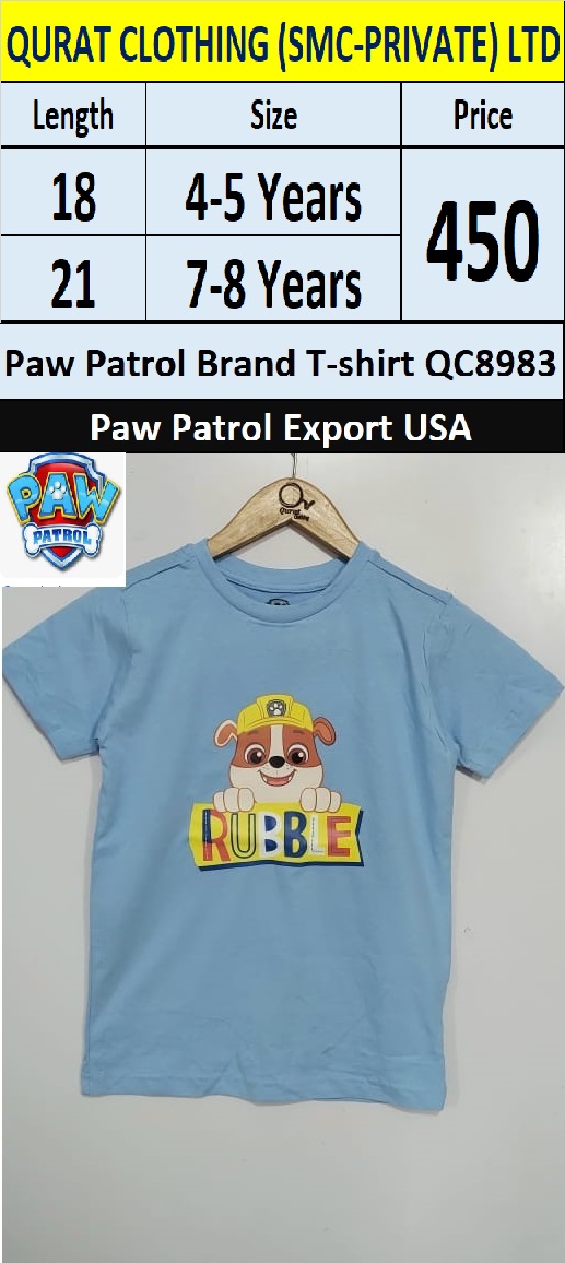 Paw Patrol Brand T-shirt QC8983 Export USA
