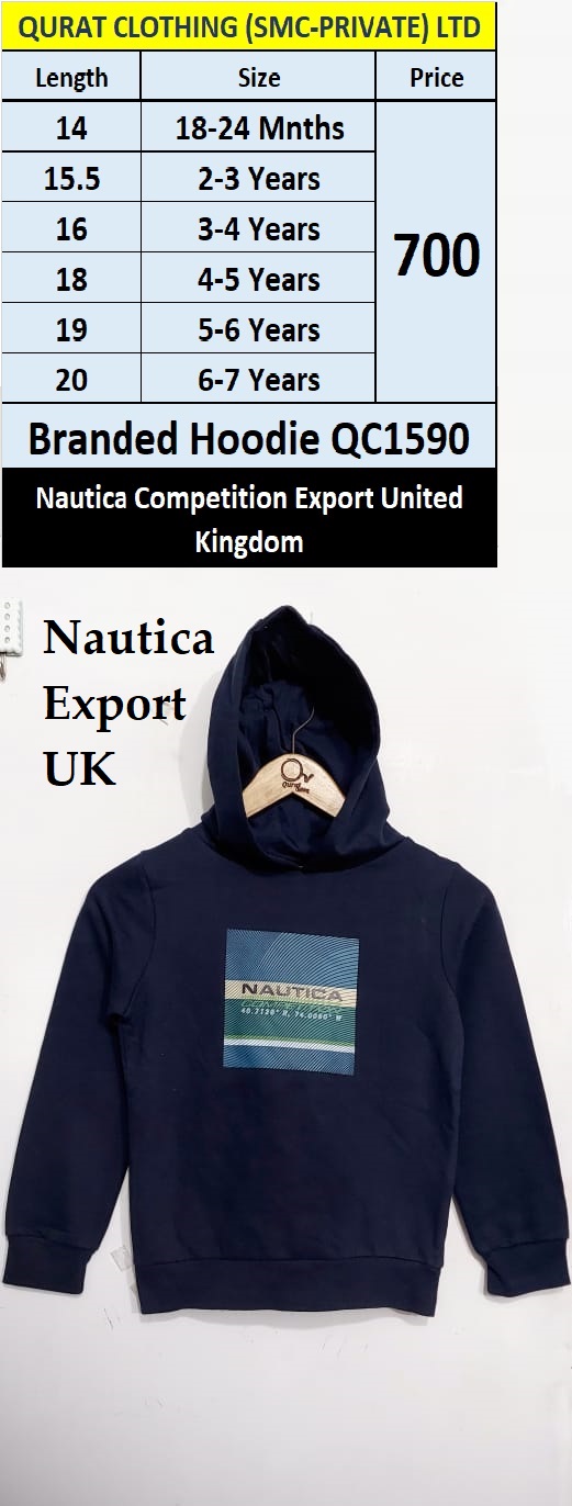 Nautica Brand Navy Blue Hoodie QC1590, Export United Kingdom 