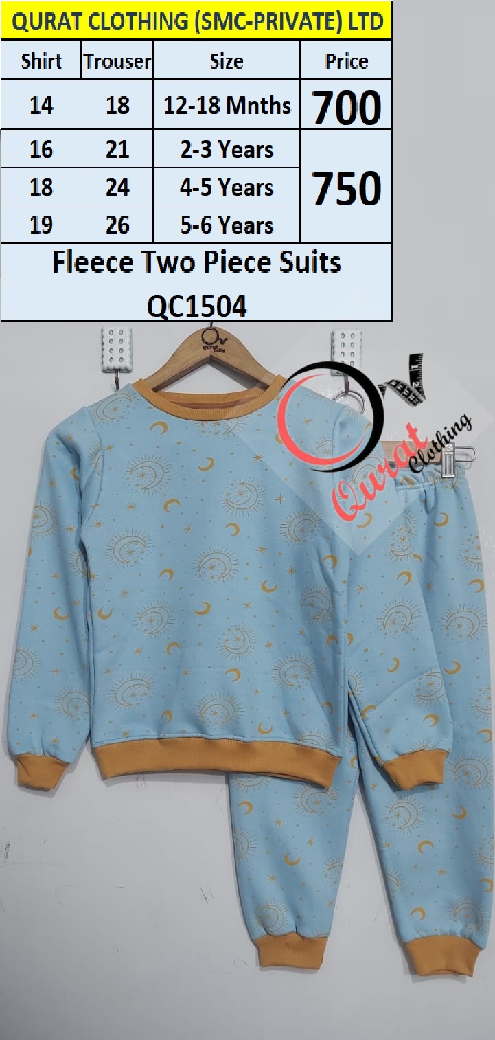 Sky Blue Moon & Star Print Fleece Two Piece Suits QC1504