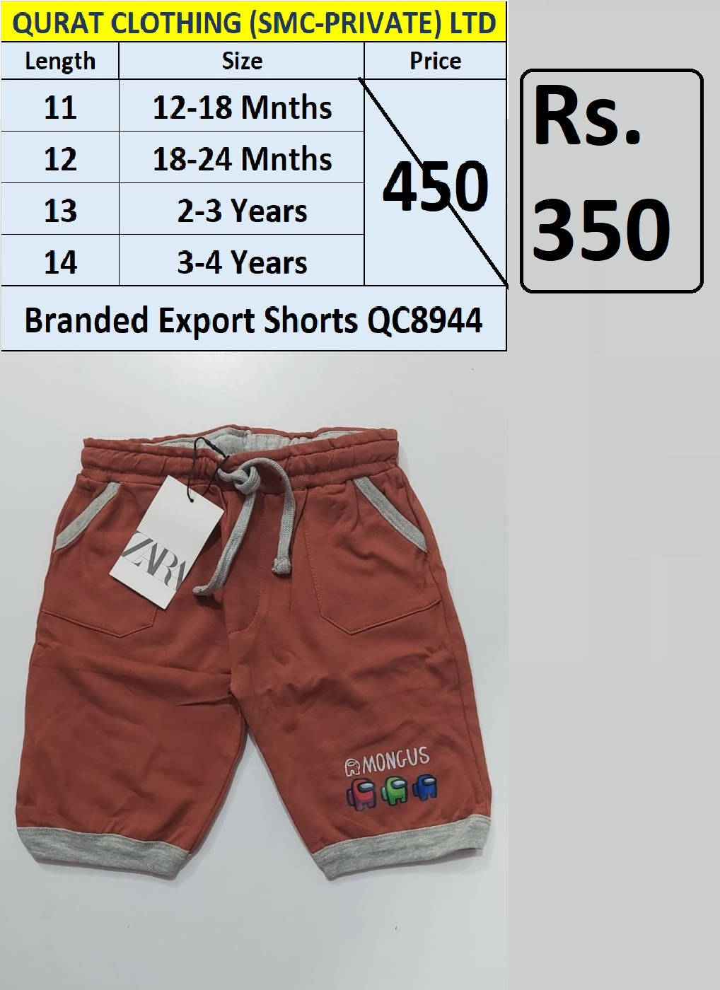 Branded Export Shorts QC8944 