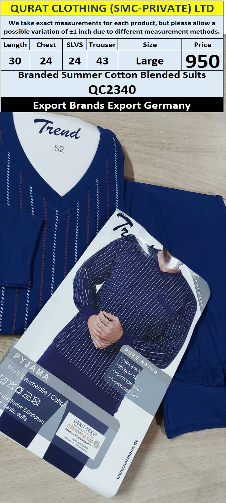 International Brands Summer Cotton Blended Suits Export Germany QC2340