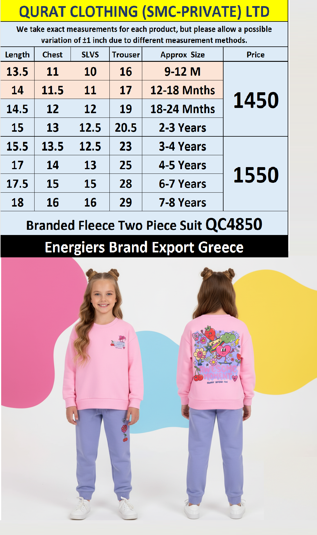 Energiers Brand Fleece Two Piece Suits QC4850 - Export Greece