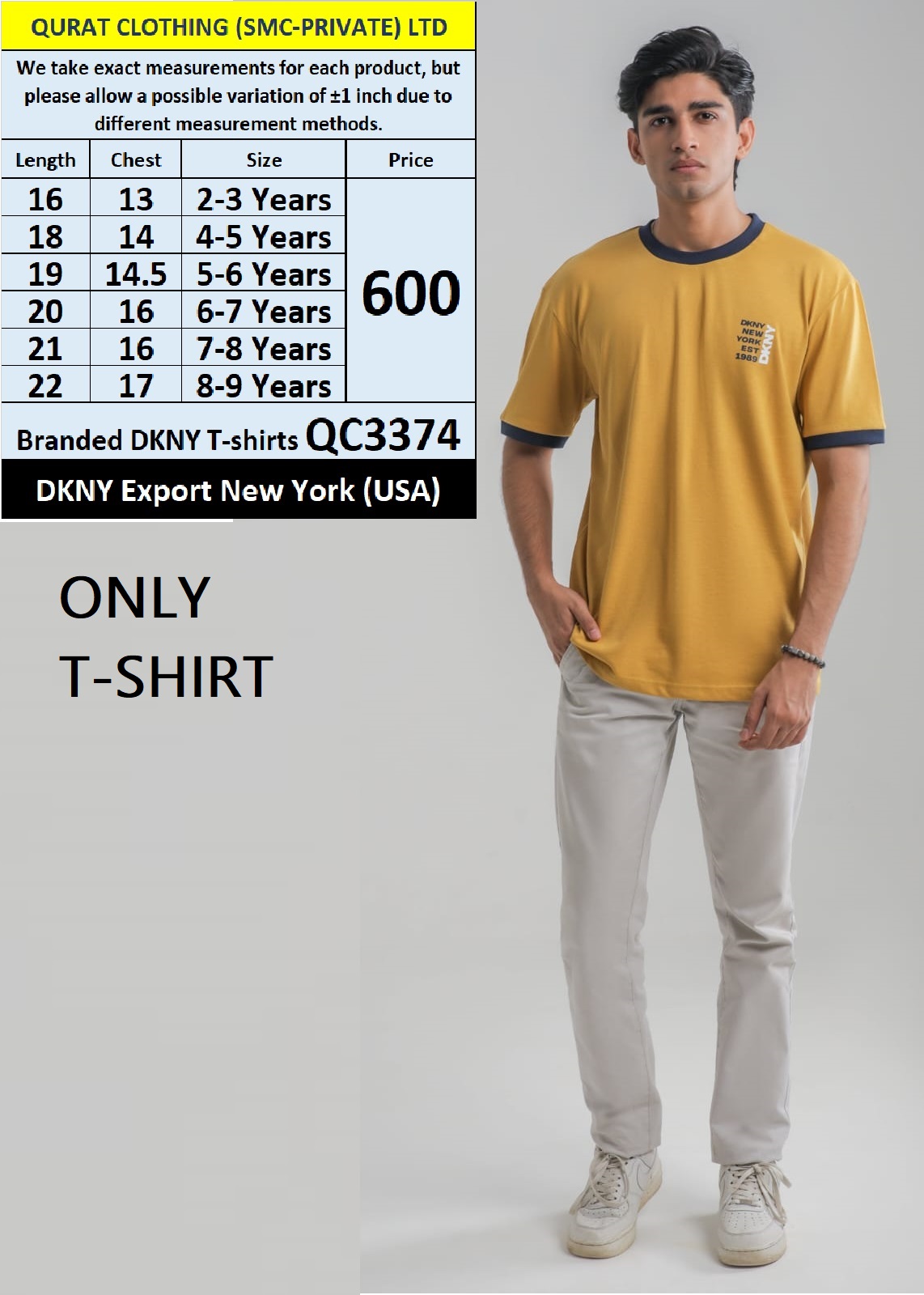 Branded DKNY T-Shirt QC3374 Export New York (USA)