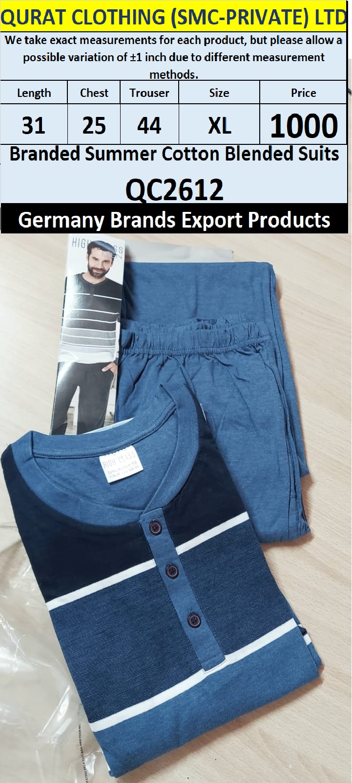 International Brands Summer Cotton Blended Suits Export Germany QC2612