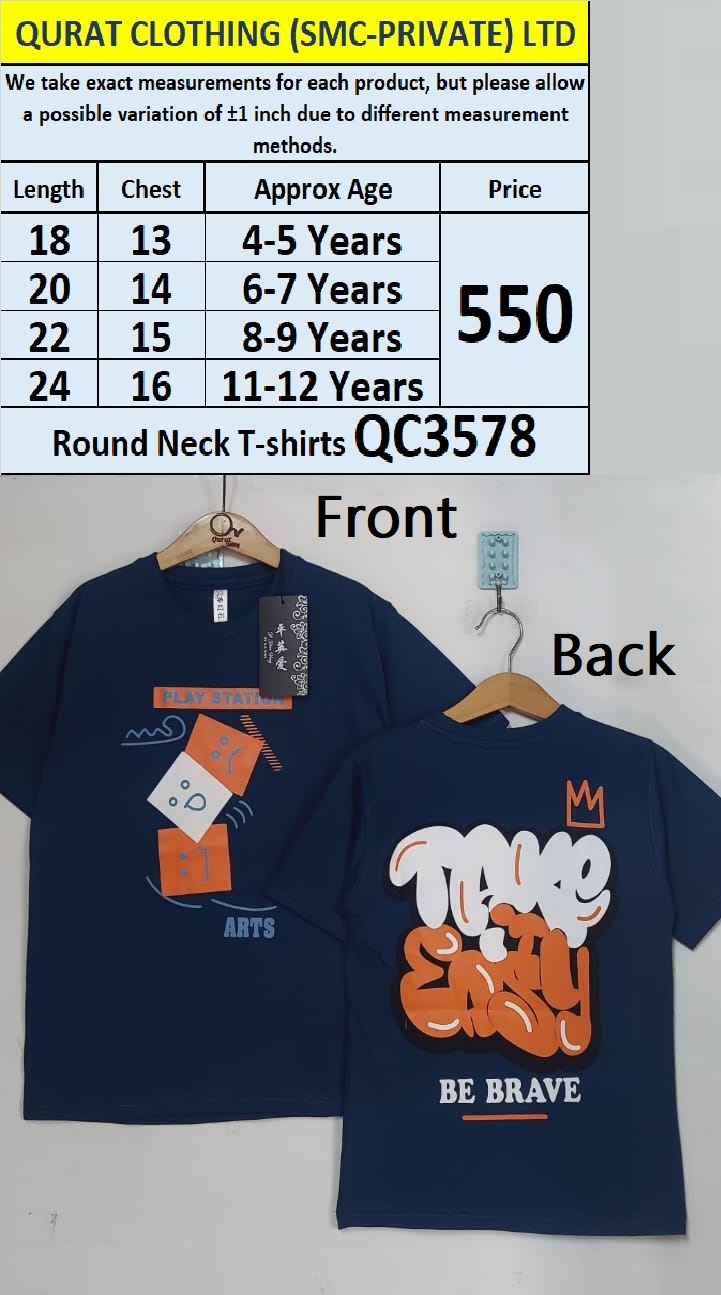 Round Neck Soft Cotton Blended T-shirts QC3578