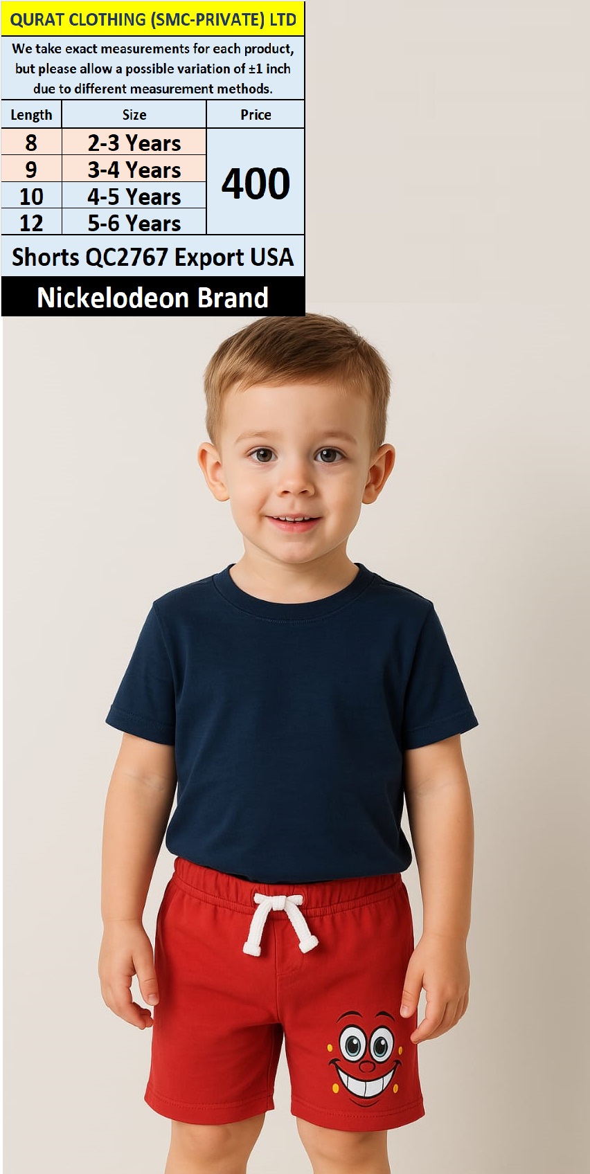 Nickelodeon Brand Shorts QC2767 Export USA