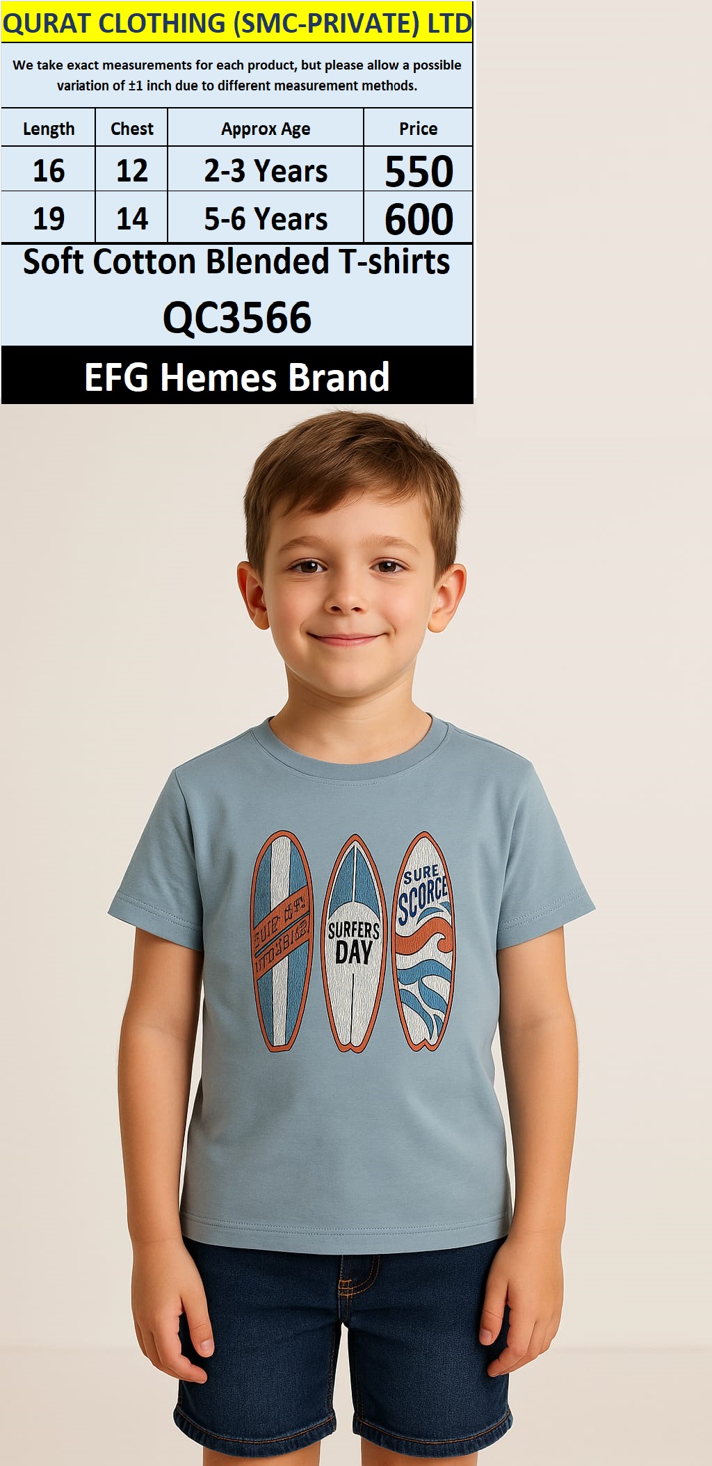 EFG Hemes Brand Soft Cotton Blended T-shirts QC3566