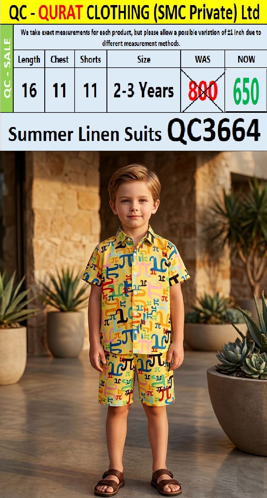 Summer Linen Suits QC3664 (Without Pocket) 