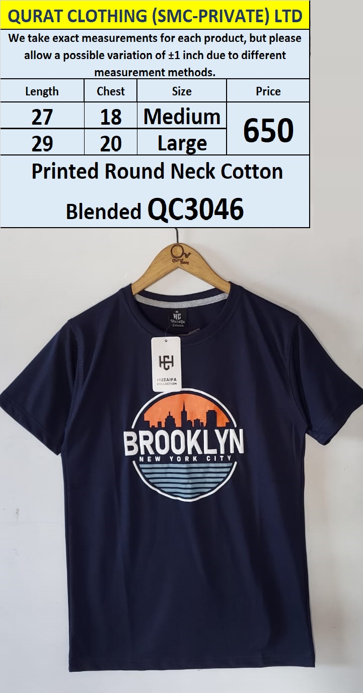Brooklyn New York City Round Neck Cotton Blended T-shirt QC3046