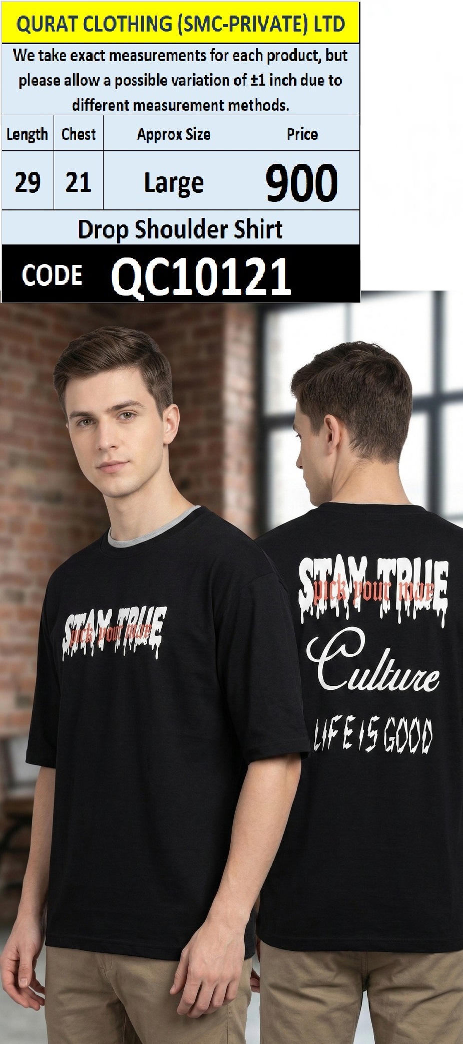Stay True Culture Life Is Good Drop Shoulder Shirt – Black Cotton T-Shirt QC10121