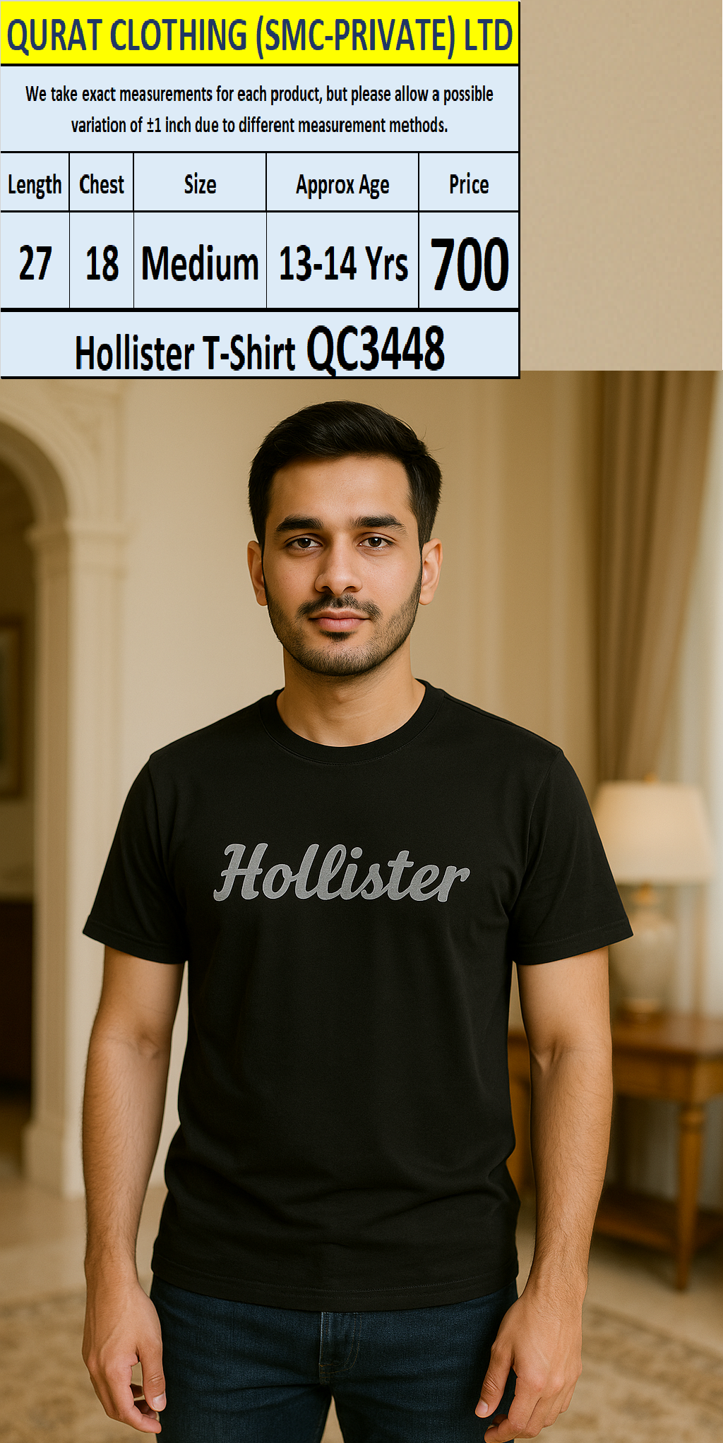 Soft Cotton Blended Hollister - T-Shirt QC3448