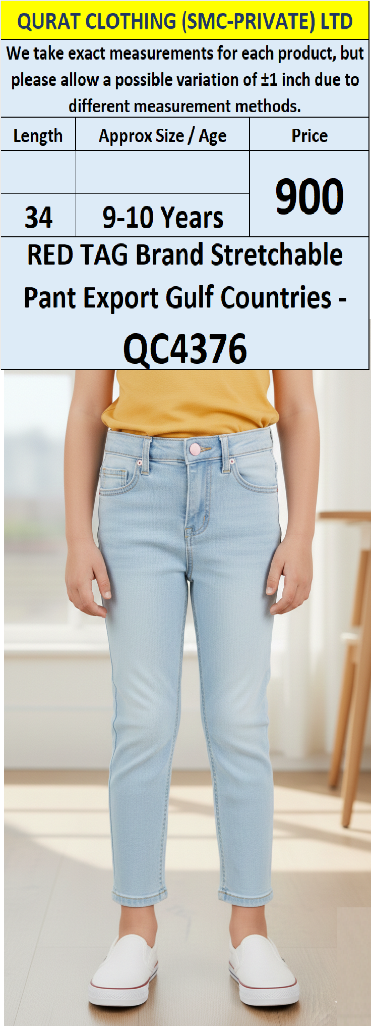RED TAG Brand Stretchable Pant Export Gulf Countries - QC4376