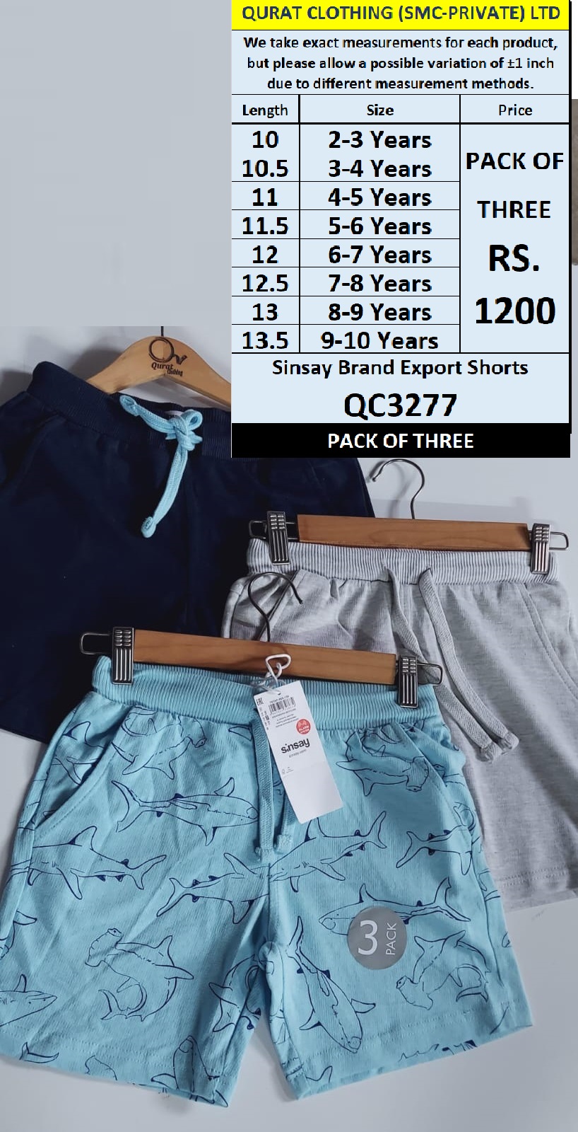 Pack of Three Sinsay Brand Export Shorts QC3277