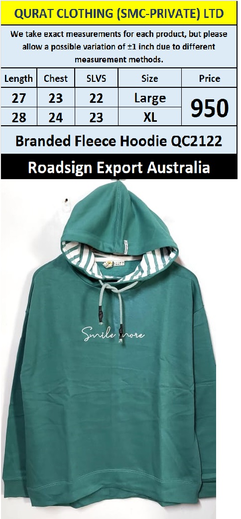 Roadsign Brand Fleece Hoodie QC2122 Export Australia 