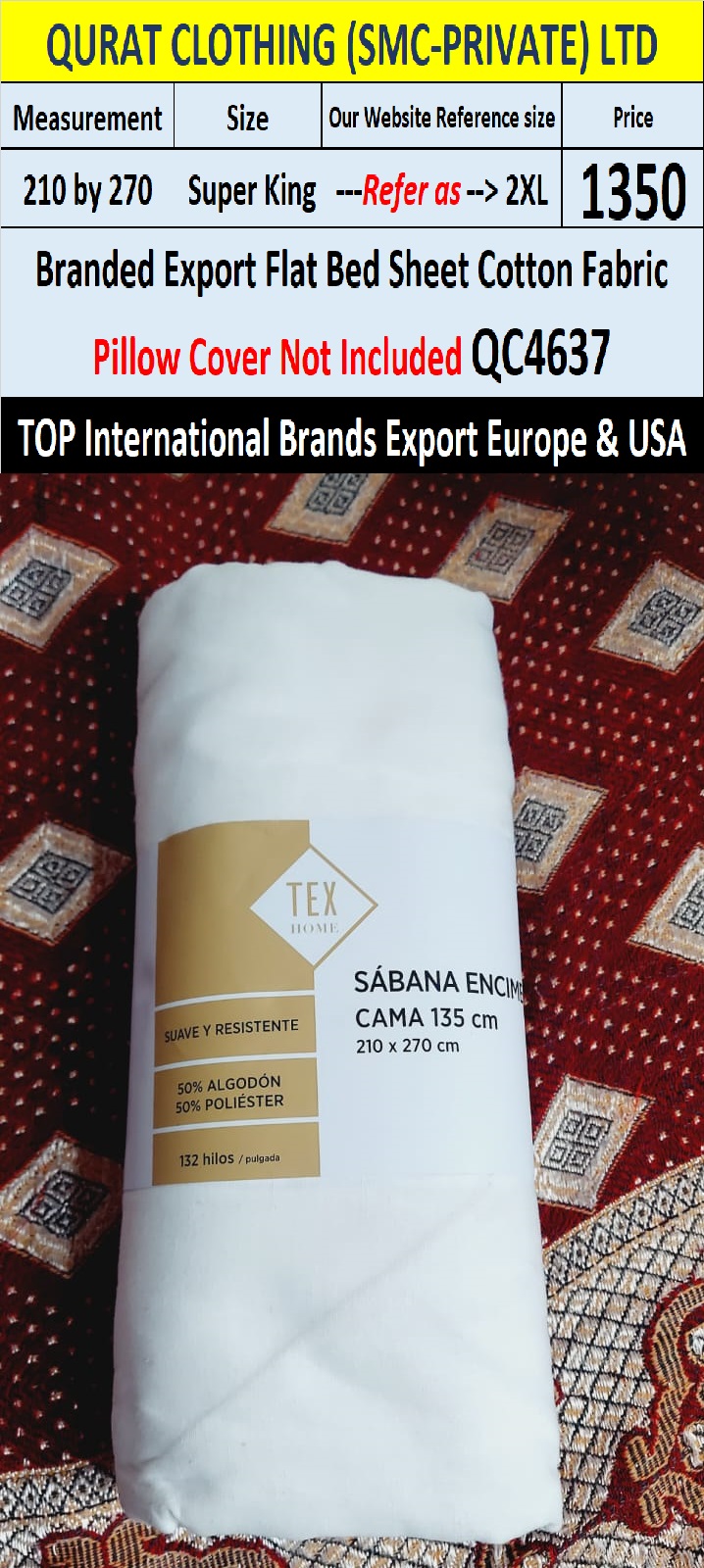 Top Intl Brand Flat Cotton Bed Sheet QC4637 Export Europe & USA