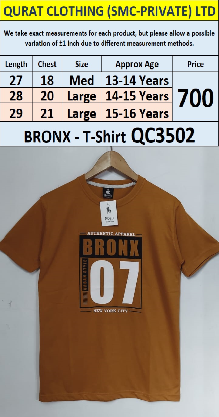 Soft Cotton Blended BRONX T-Shirt QC3502