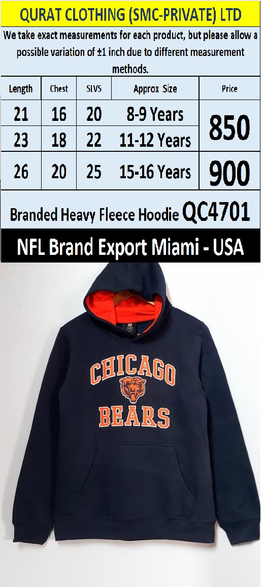 NFL Brand Heavy Fleece Hoodie QC4701 Export Miami - USA
