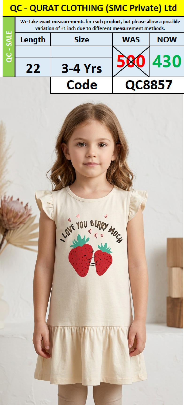 Cotton Blended Frock QC8857 Brand Child Hood