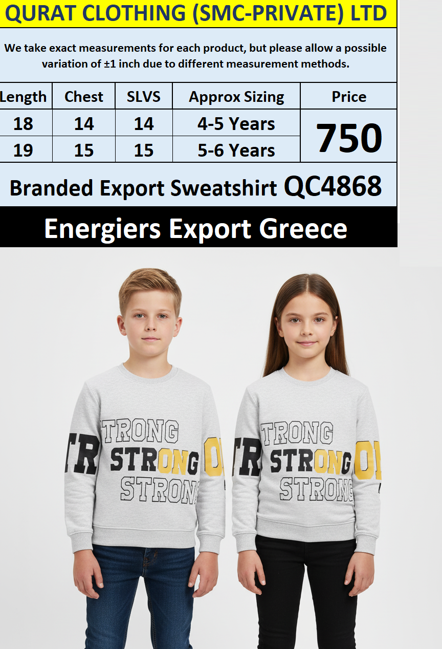 Energiers Brand Grey “STRONG” Print Sweatshirt QC4868 – Export Greece