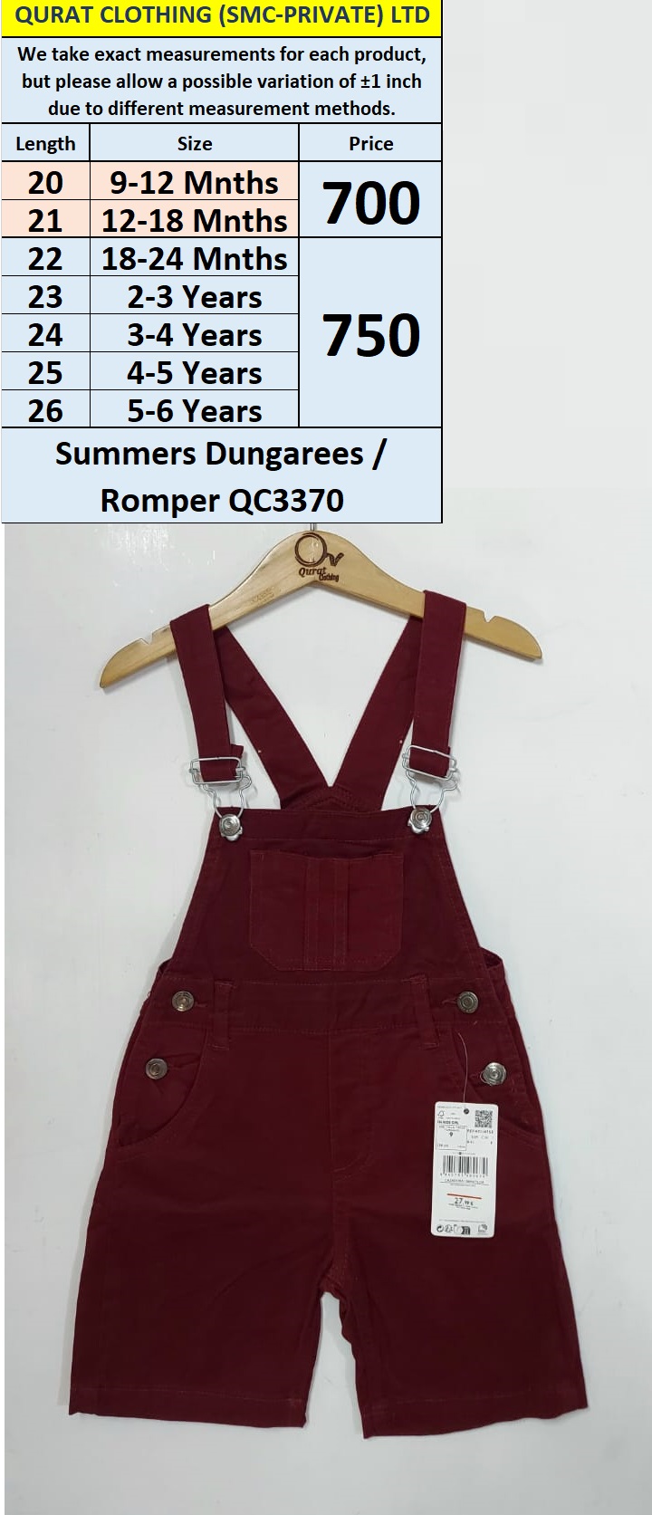 Summer Cotton Dungaree / Romper QC3370