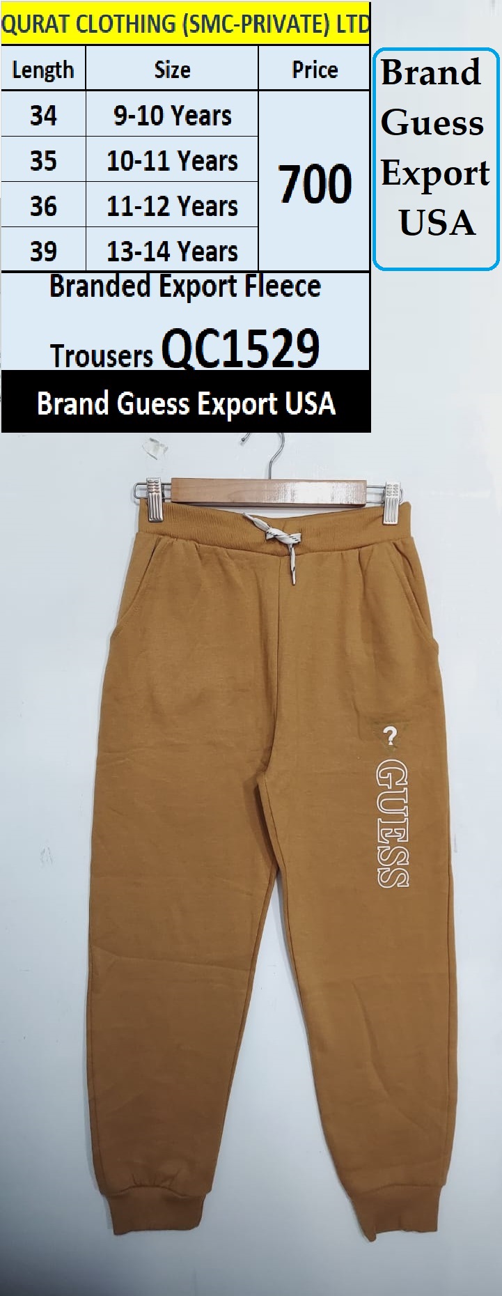 The Guess Brand Mocha Brown Fleece Trouser QC1529 Export USA