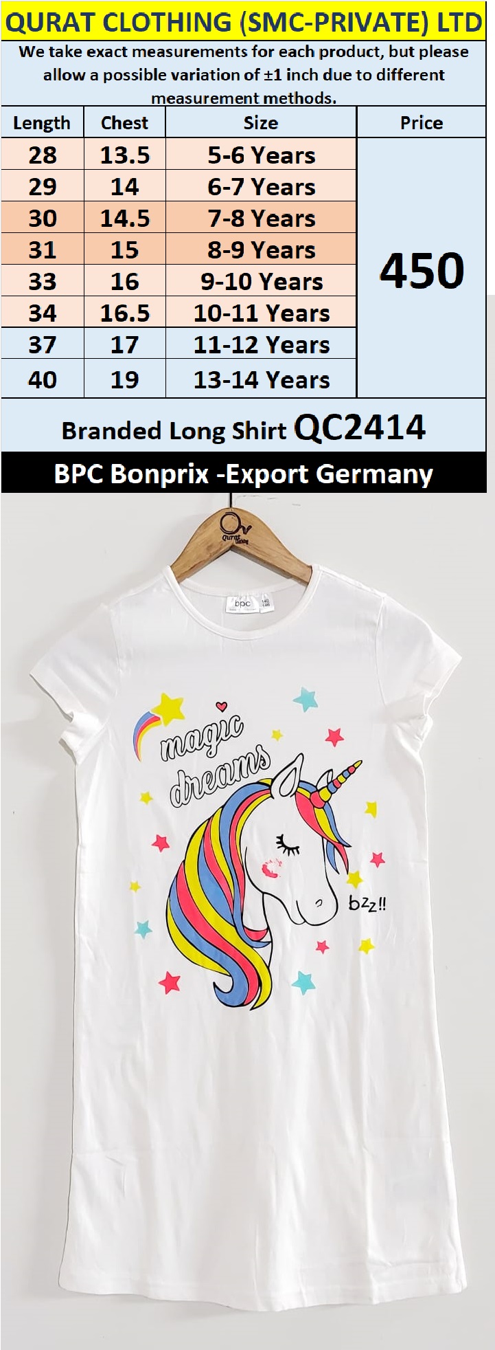 BPC - Bonprix Brand Long Shirt QC2414 Export Germany  - QC2414