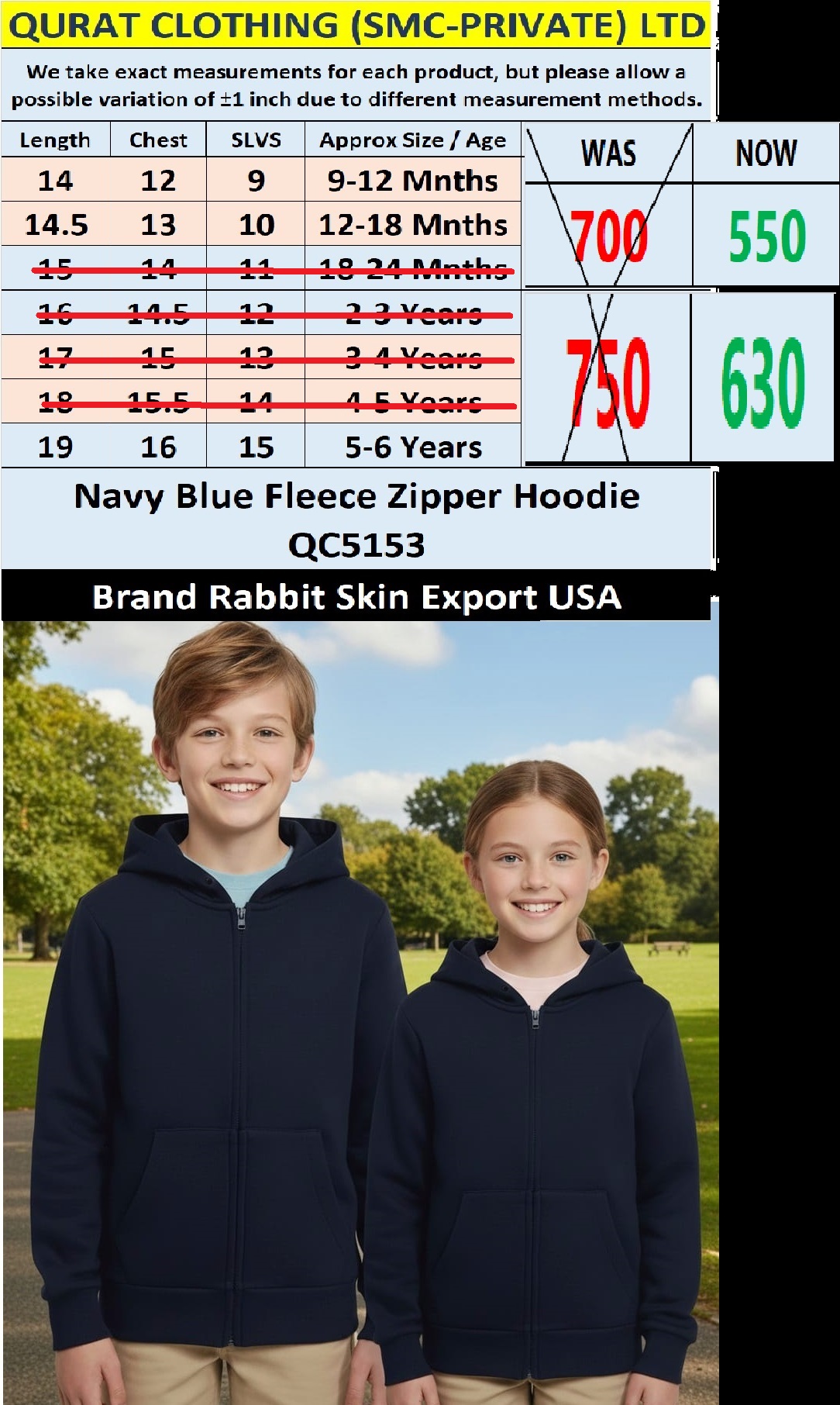 Rabbit Skin Navy Blue Fleece Zipper Hoodie QC5153 – Export USA