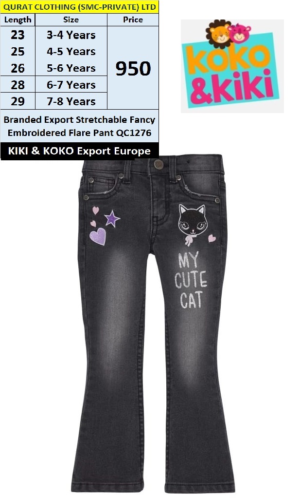 KIKI & KOKO Brand Stretchable Fancy Embroidered Flare Pant QC1276 Export Europe